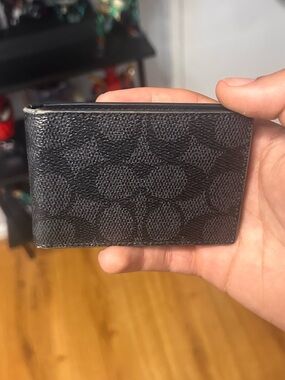 Coach Men's Signature Card Case in Black Monogram